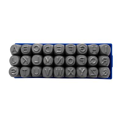 Bogstav prægestempler (A-Z+&) 10 mm i plastetui (Low stress)